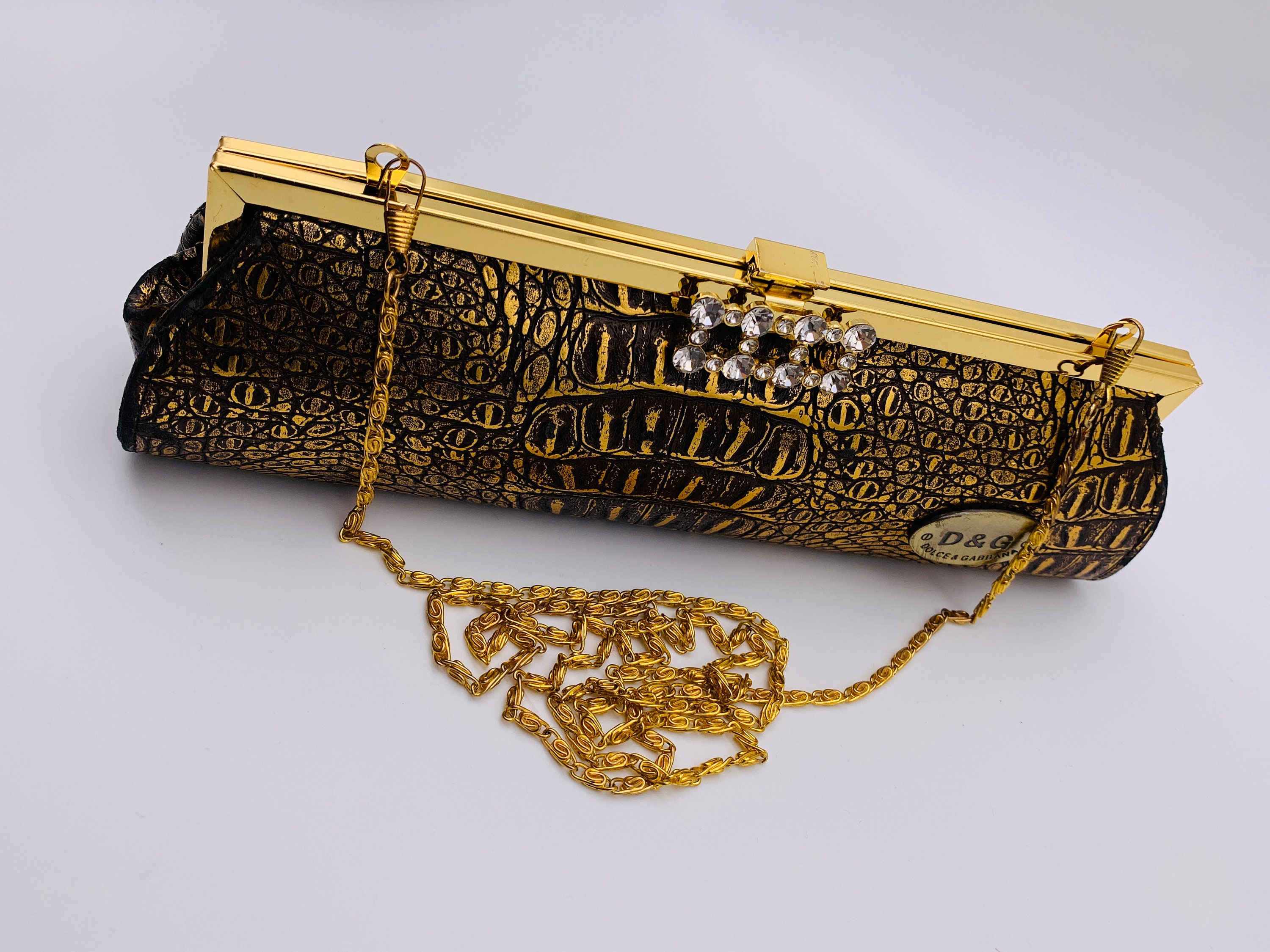 black and gold evening clutch