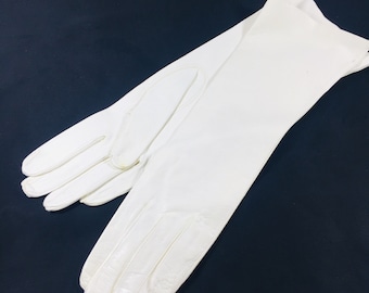 White gloves Wedding's gloves Vintage leather gloves Long wedding white gloves Ladies long gloves Size S