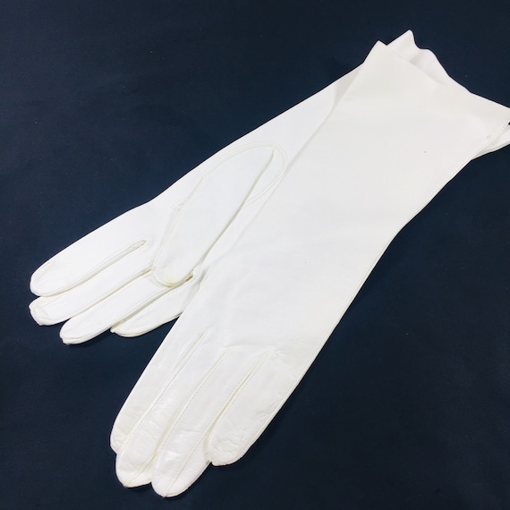 White gloves Wedding's gloves Vintage leather glo… - image 1