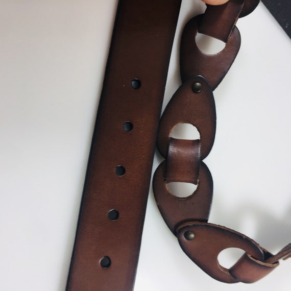 Men's belt Men's genuine brown leather belt size … - image 5