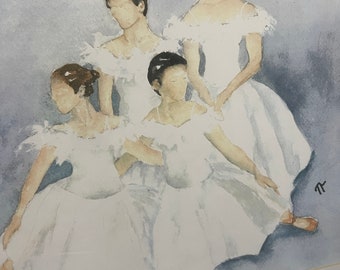Ballerina Art Print Dancer ballet painting Signed 19" X 16" Art print