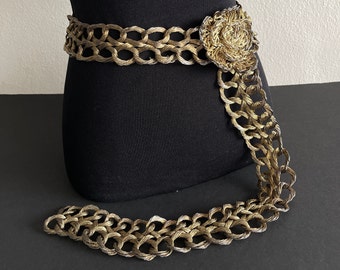 Metal Belt Braided wire women's belt Gold/bronze Vintage belt size M/L Hand made belt Gift for her