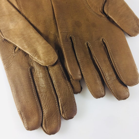 Leather brown gloves Finest quality soft leather … - image 6