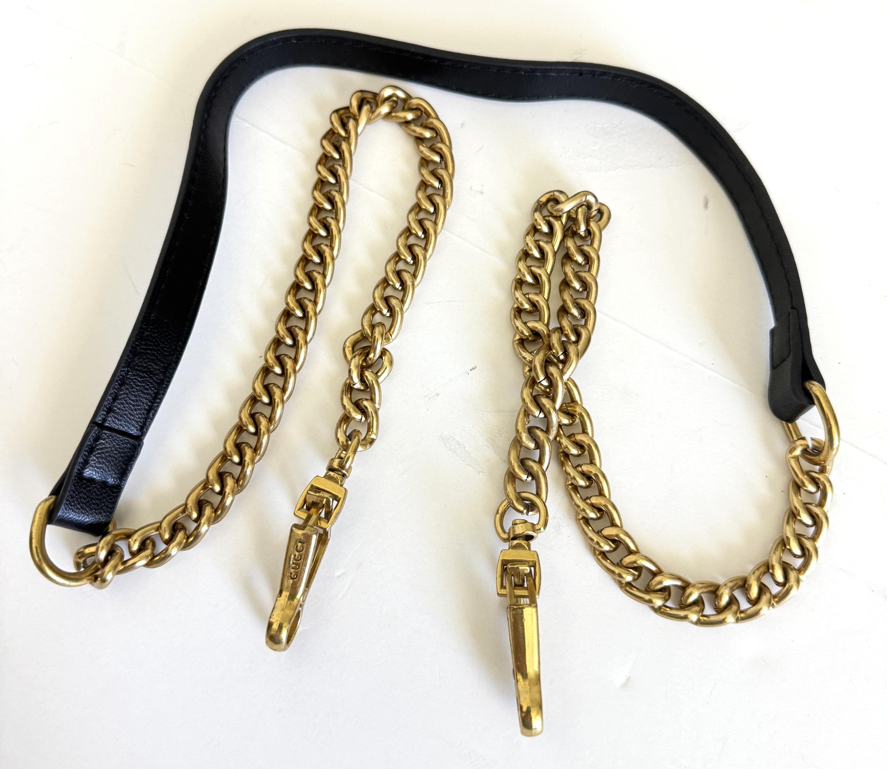 Gucci Black and Gold Leather Strap Gucci Watch Band Ladies Black 14mm | Replacement Strap  main image 3