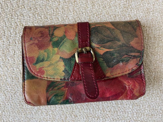 Red leather wallet Multicolor wallet Vintage wallet Women's wallet