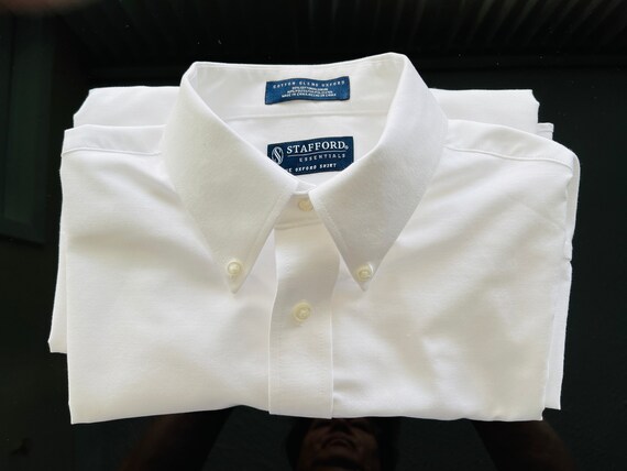 STAFFORD Essentials Men's Shirt Mens White Short Sleeves - Etsy Hong Kong