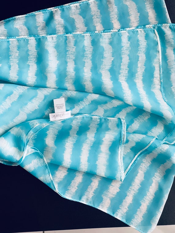 Lot of 5 silk scarves Vintage Charlie blue/beige/… - image 5