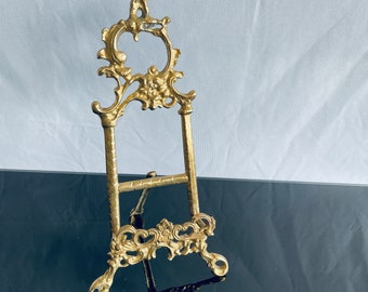 Vintage Photo Holder Carved brass holder Brass frame holder Decorative plates holder Carved Brass Holder