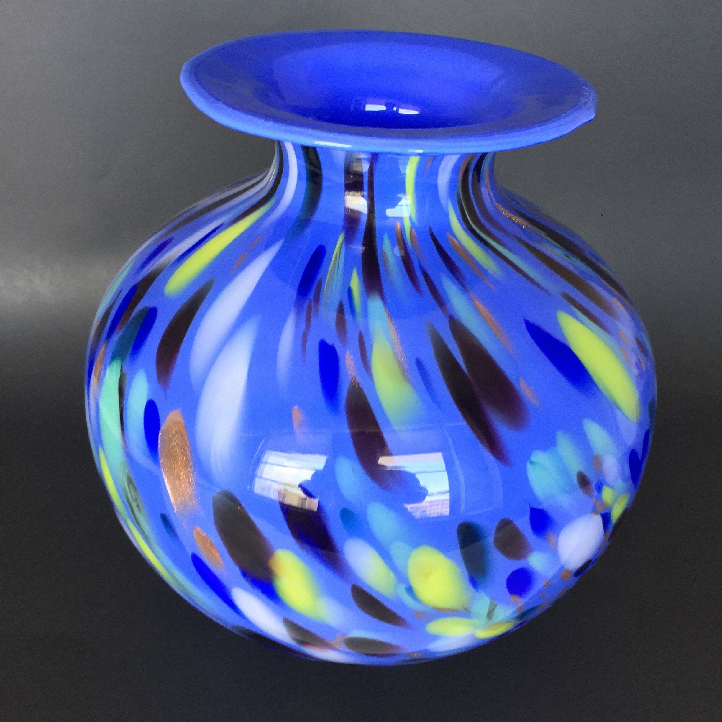 Murano Glass Vase Made in Italy Blue Cobalt Vase Blue Murano Etsy