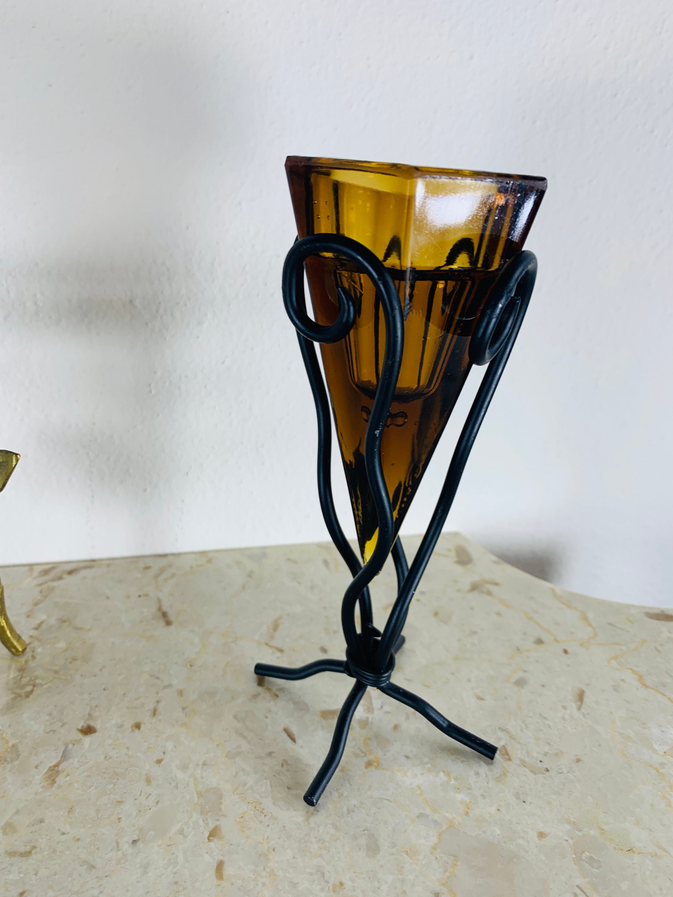 Glass/brass Oil Burner and Candle Holder Essential Oil Burner Etsy