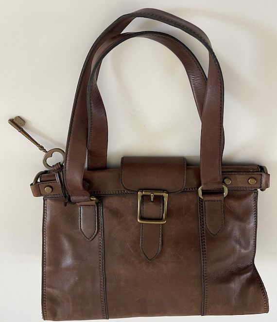 FOSSIL shoulder bag Leather handbag Brown women's 