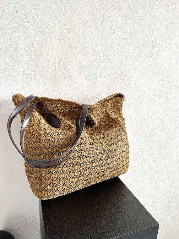 Braided twine shoulder bag Brown/beige shoulder b… - image 2