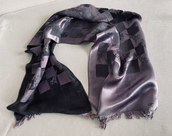 J.F. Paris Atlas Silk Scarf Dark purple/black women's scarf French silk scarf