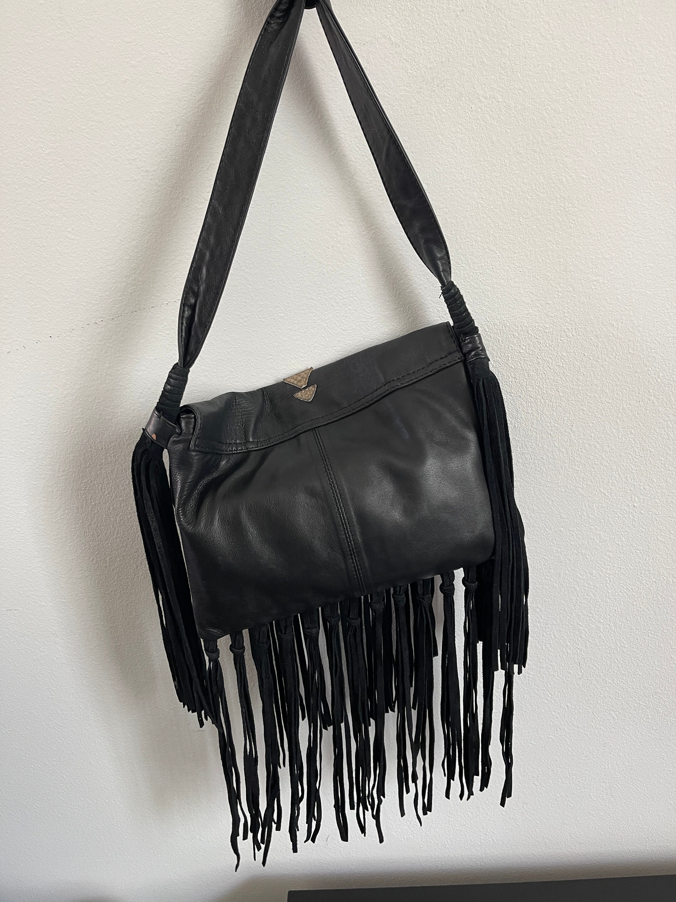 Black Shoulder Bag Miss Selfridge Gypsy Soft Leather Cowboy Stile Crossbody Bag Etsy Australia