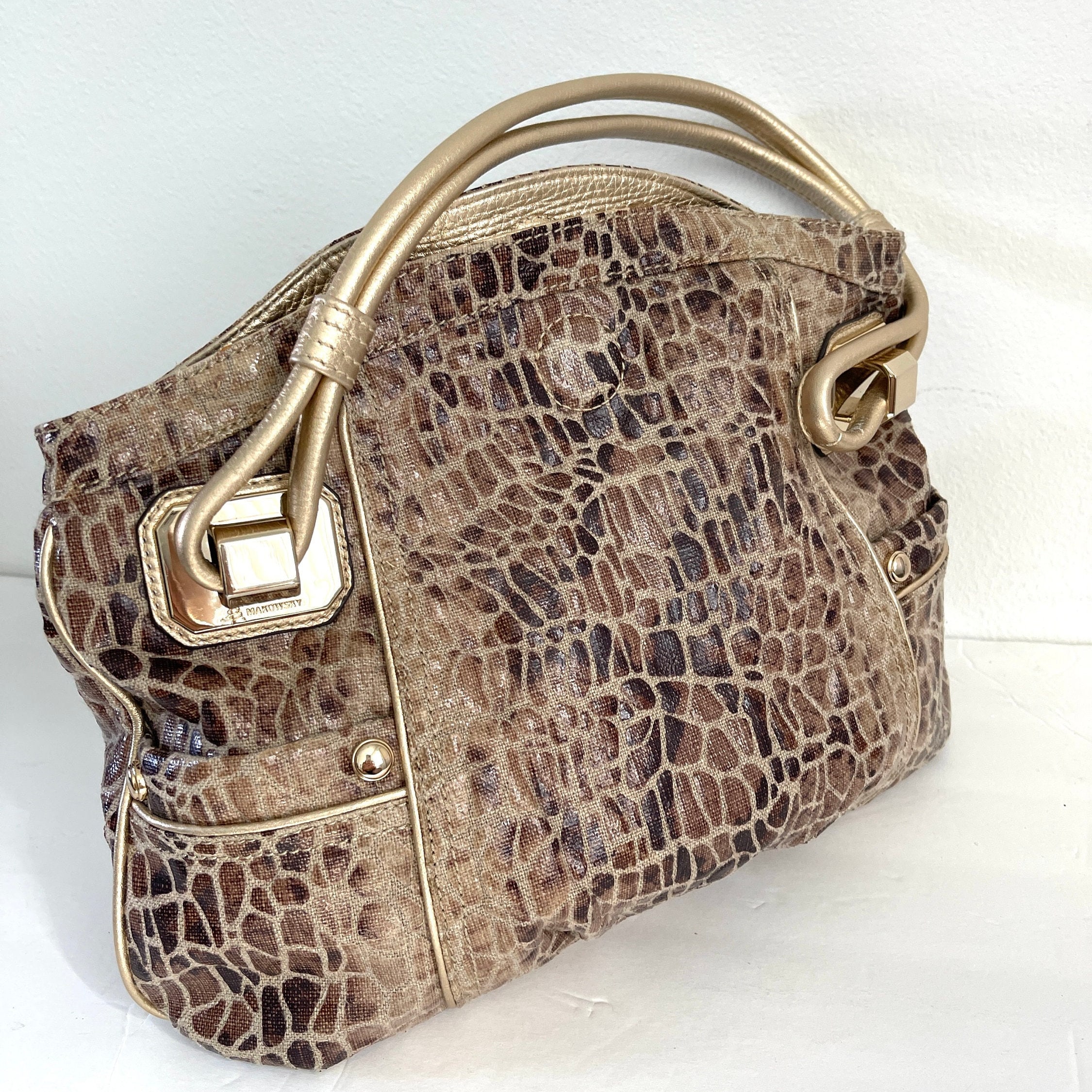 B Makowsky Rust & Tan Leather Fringe Shoulder Bag purse
