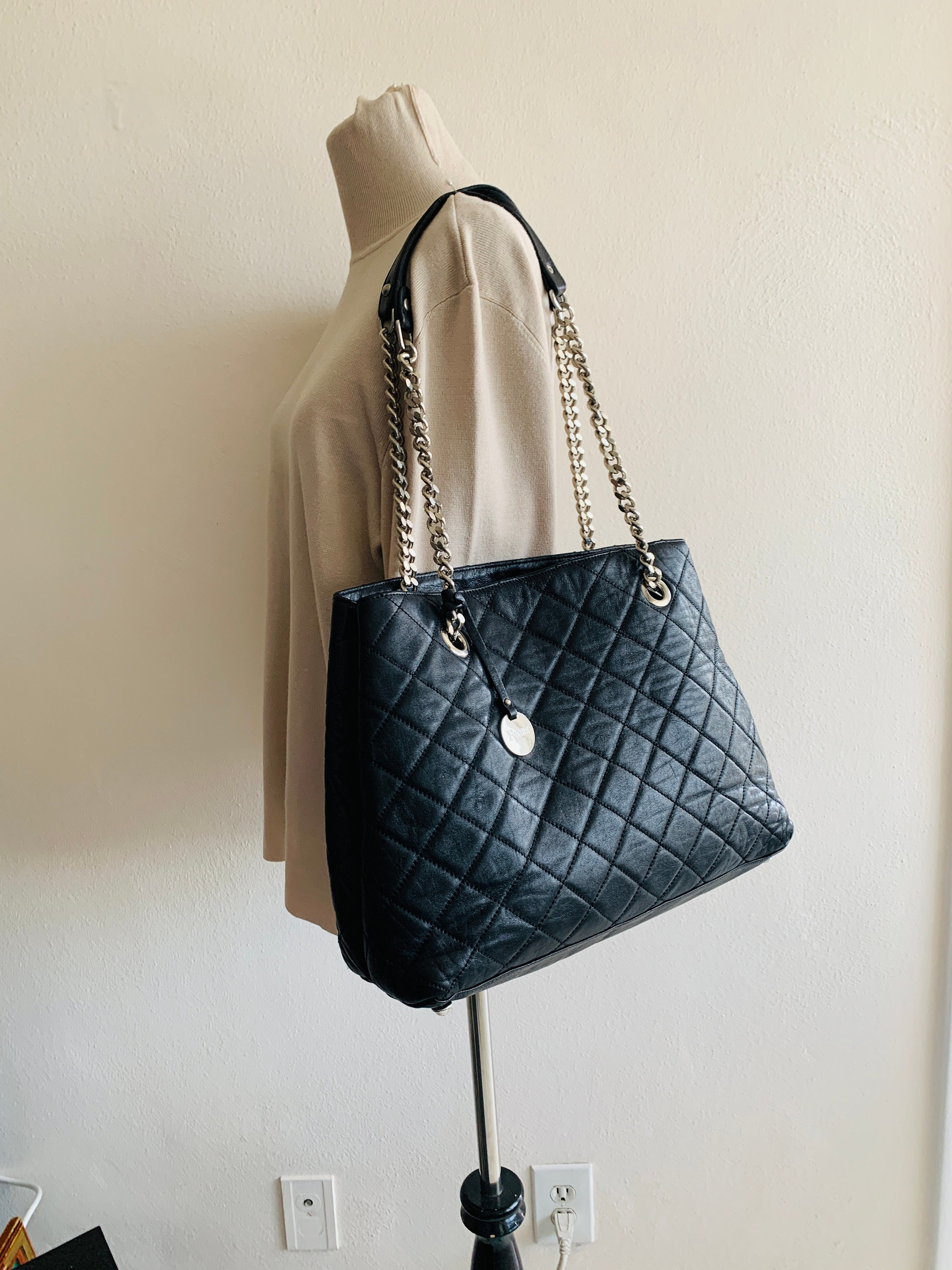 FIORE shoulder bag Black women's bag Genuine leather bags Etsy