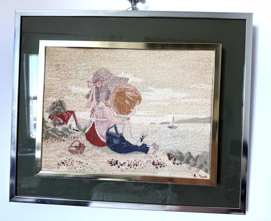 Hand Crafted Picture Vintage Original Signed E. Tuck Embroidered ...