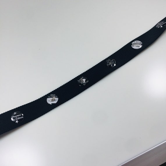 Woman's belt Girl's black ribbon belt with icons … - image 4