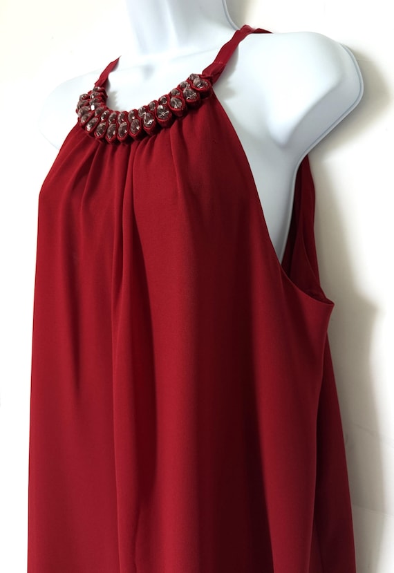 red max studio dress Max Studio Women Red Floral Polyester V Neck 3/4