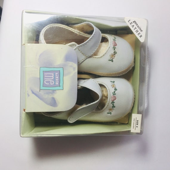 White genuine leather baby shoes Handmade white b… - image 8