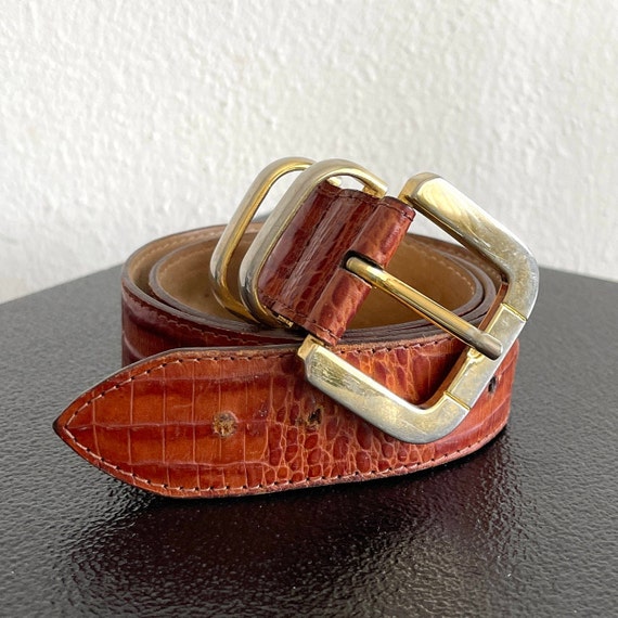 GALAPAGOS Men's Belt Brown belt made in Italy Lea… - image 1