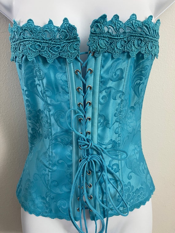 Frederick of Hollywood Women's Corset Blue vintag… - image 1