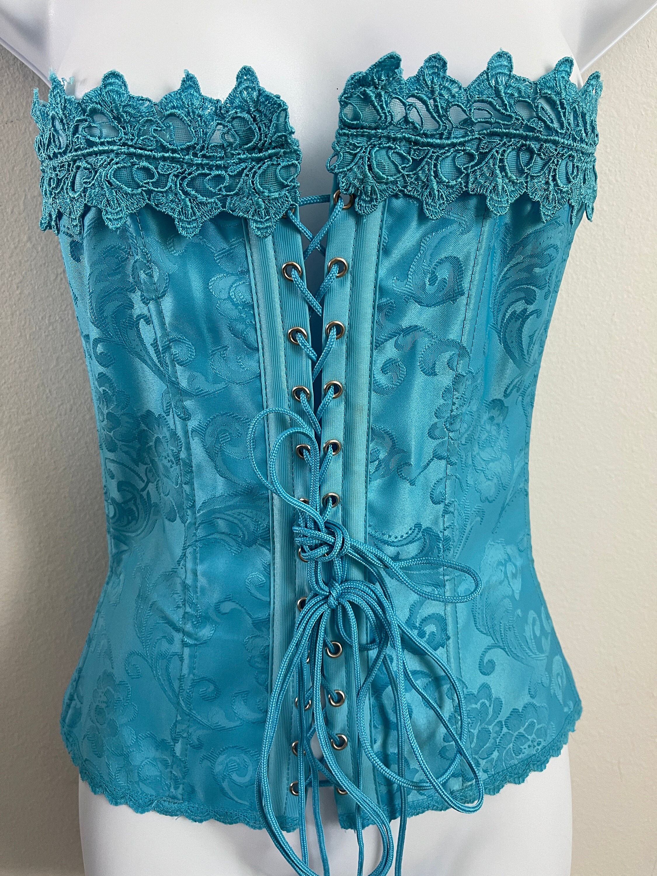 Frederick of Hollywood Women's Corset Blue Vintage Corset