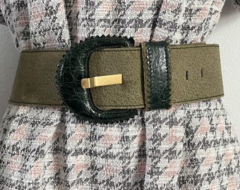 Vintage Omega Cinch Belt ~ Black Leather Wide Braided Cinch  display picture 1