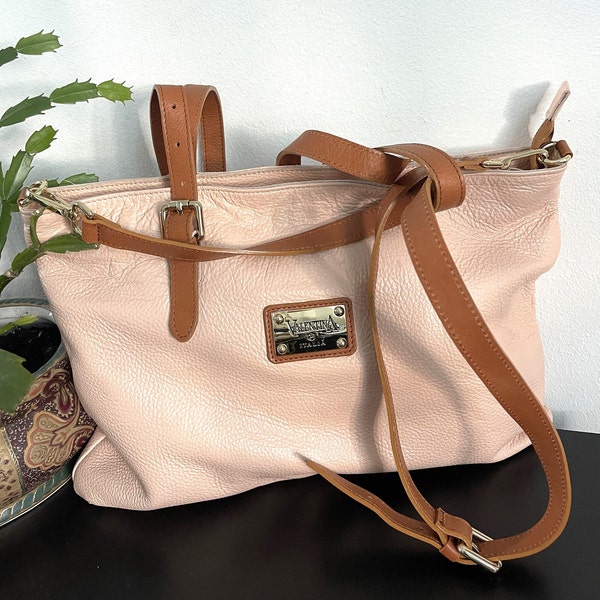 VALENTINA Shoulder Bag Pink leather tote bag made in Italy