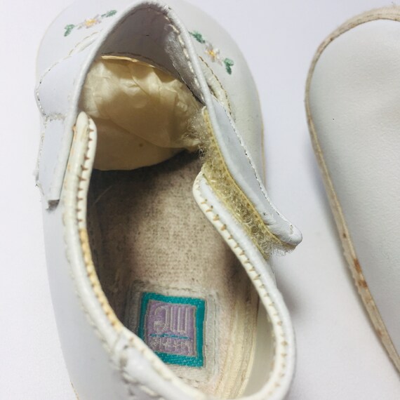 White genuine leather baby shoes Handmade white b… - image 5