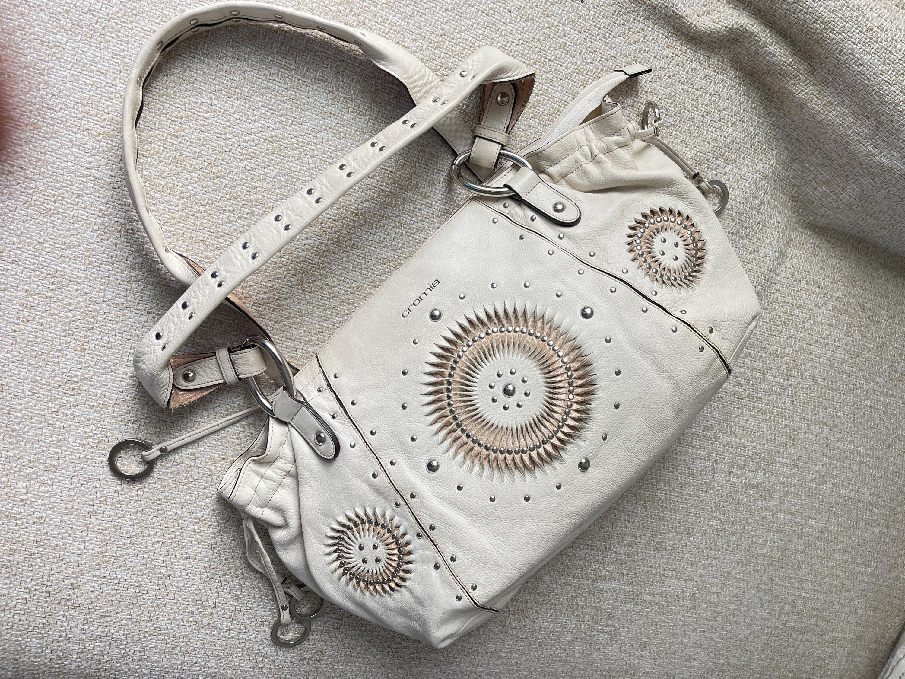 CROMIA Shoulder Bag Milk Color Genuine Leather Bag Made in Italy
