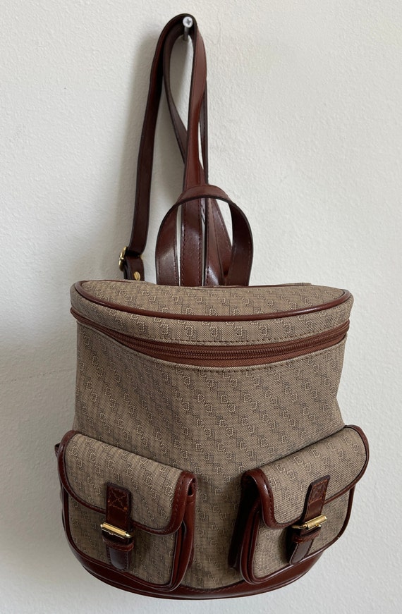 Brown backpack Leather/canvas girls backpack - image 2