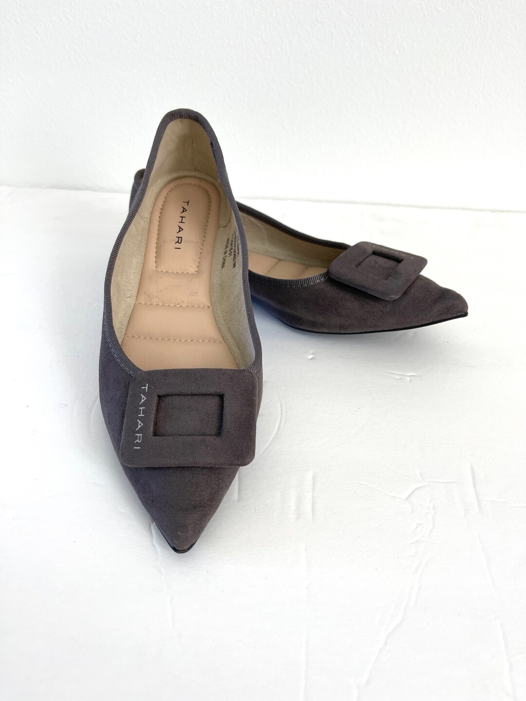 TAHARI Zapatos mujer Bailarinas antelina con hebilla Zapatos mujer marron talla 7 Etsy Mexico