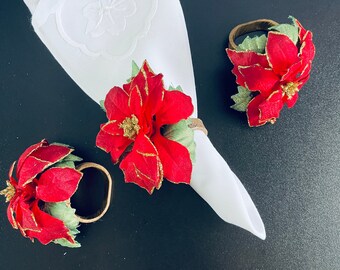 Pack of 3 decorative Christmas napkin rings Hand made dinner serving set