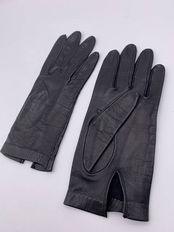 Women's gloves Vintage ladies gloves Black leathe… - image 10