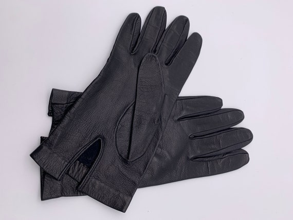 Women's gloves Vintage ladies gloves Black leathe… - image 8