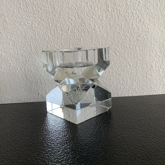 Oleg Cassini Crystal Candle Holder Signed Crystal Candle