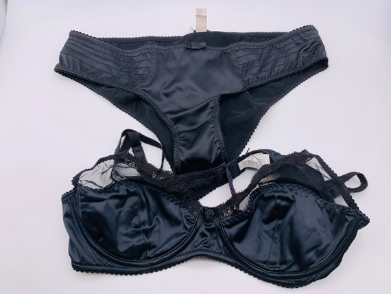 Dolce&gabbana Set of Panties and Bra Black Lingerie Lace Trim Bra