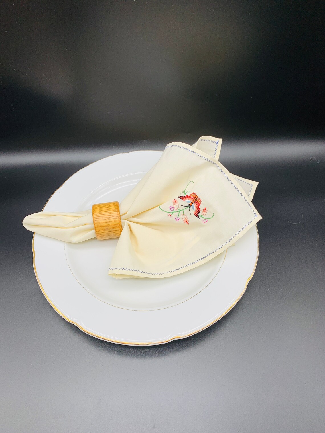 Set of 6 Napkin Rings/napkins Yellow Cotton/polyester Etsy