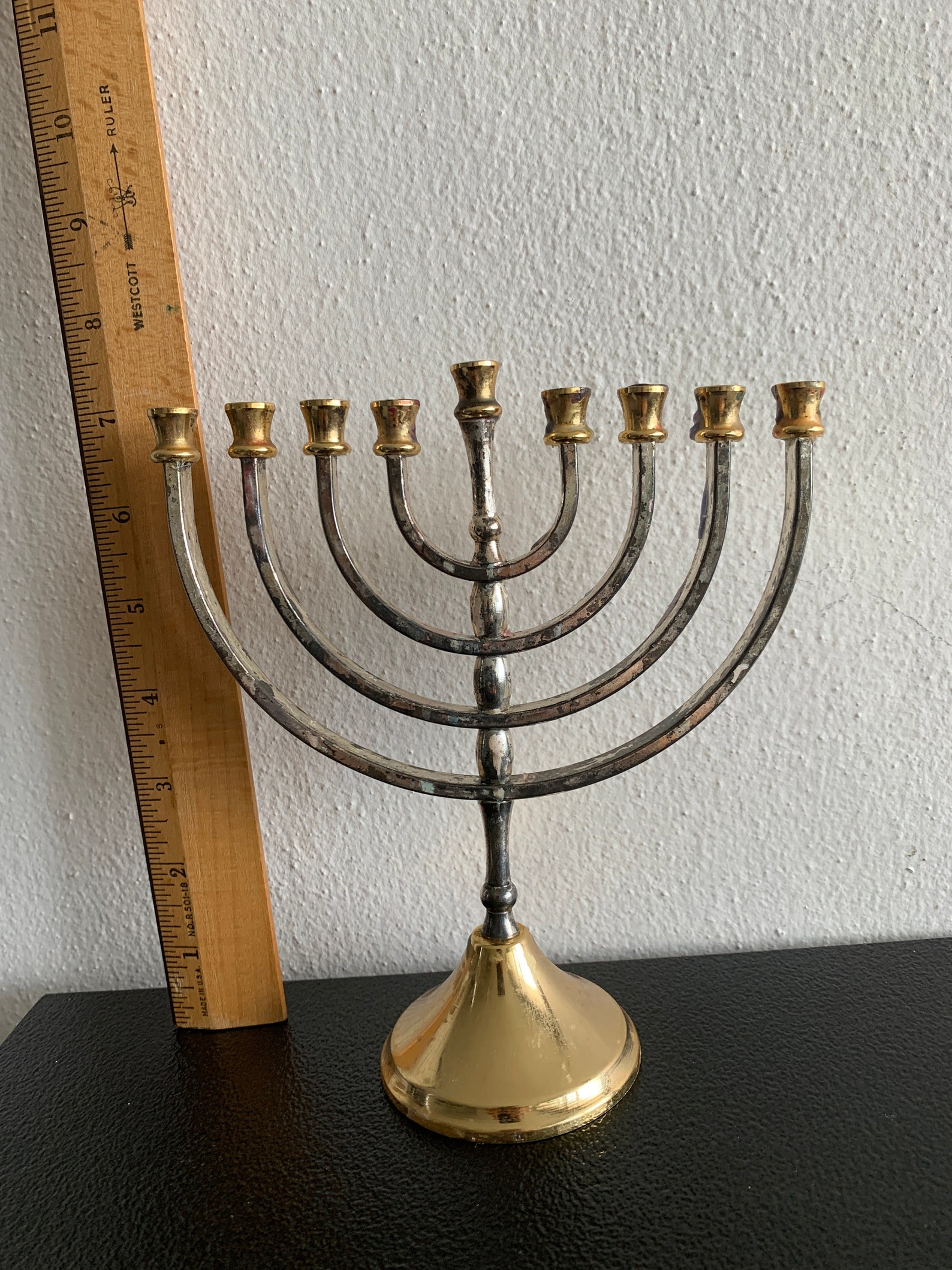 Metal Menorah KARSHI Gold/silver plated Jerusalem candlestick Etsy