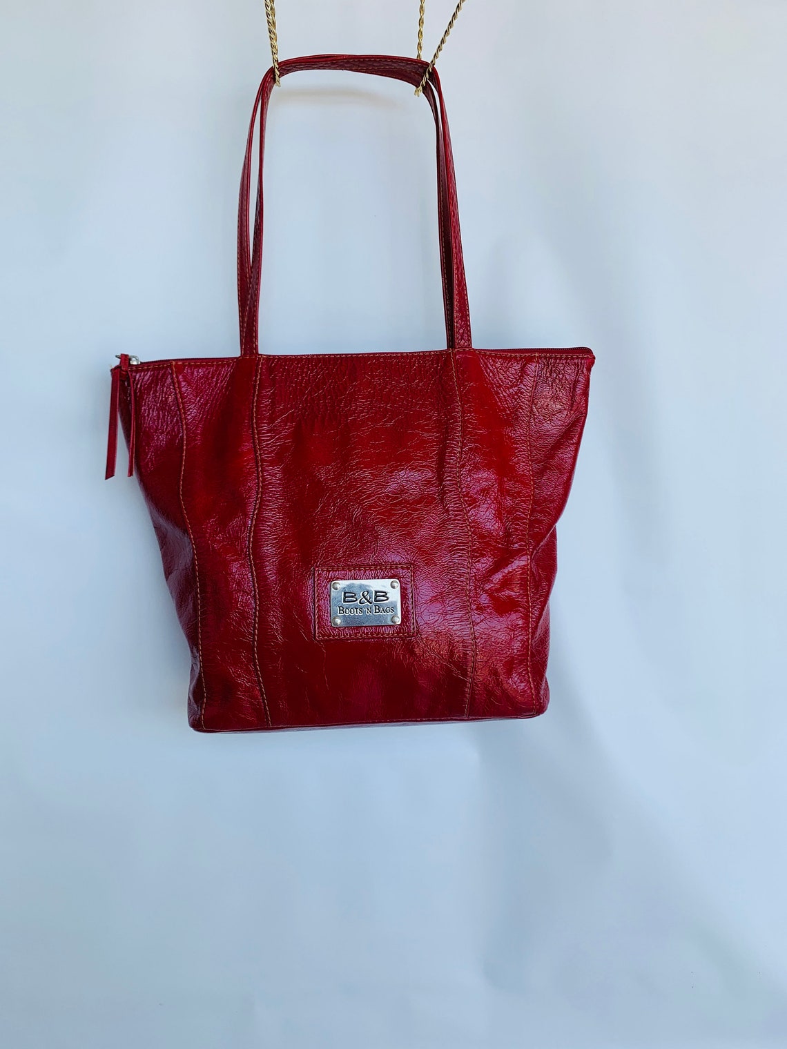 Boots'n Bags Shoulder Bag Red Lacquered Shoulder Bag Etsy