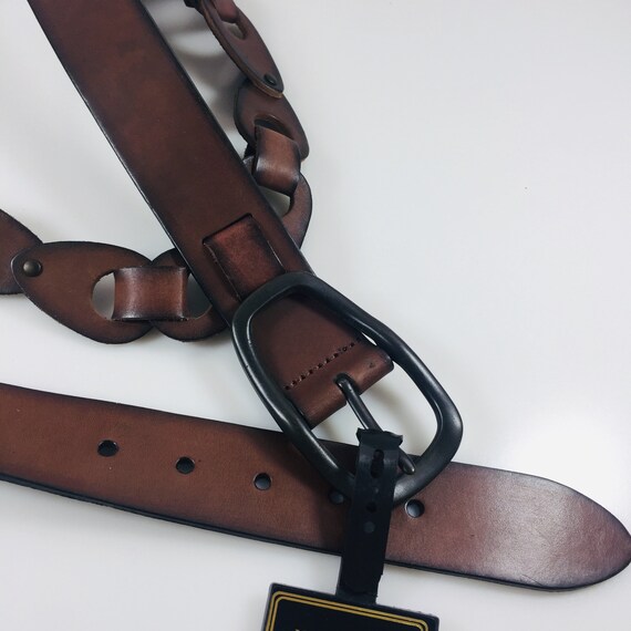 Men's belt Men's genuine brown leather belt size … - image 6