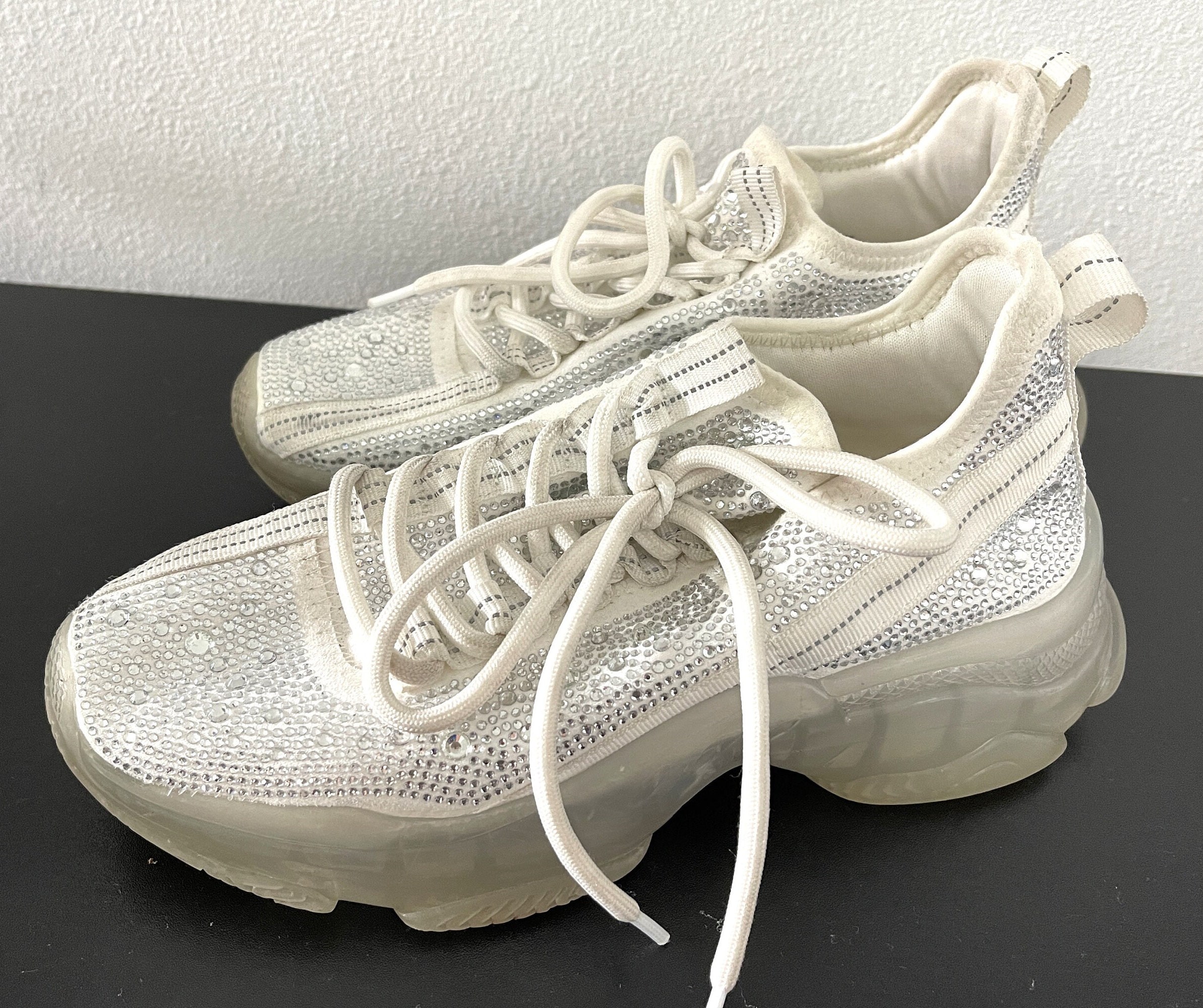 STEVE MADDEN Sneaker White Rhinestone Shoes Girl's Textile STEVE MADDEN Sneaker White Rhinestone Shoes Girl's Textile