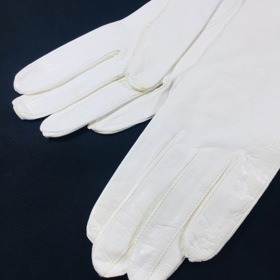 White gloves Wedding's gloves Vintage leather glo… - image 2