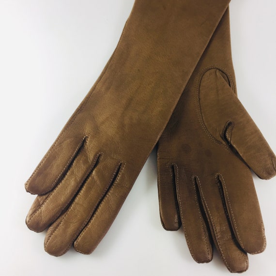 Leather brown gloves Finest quality soft leather … - image 3