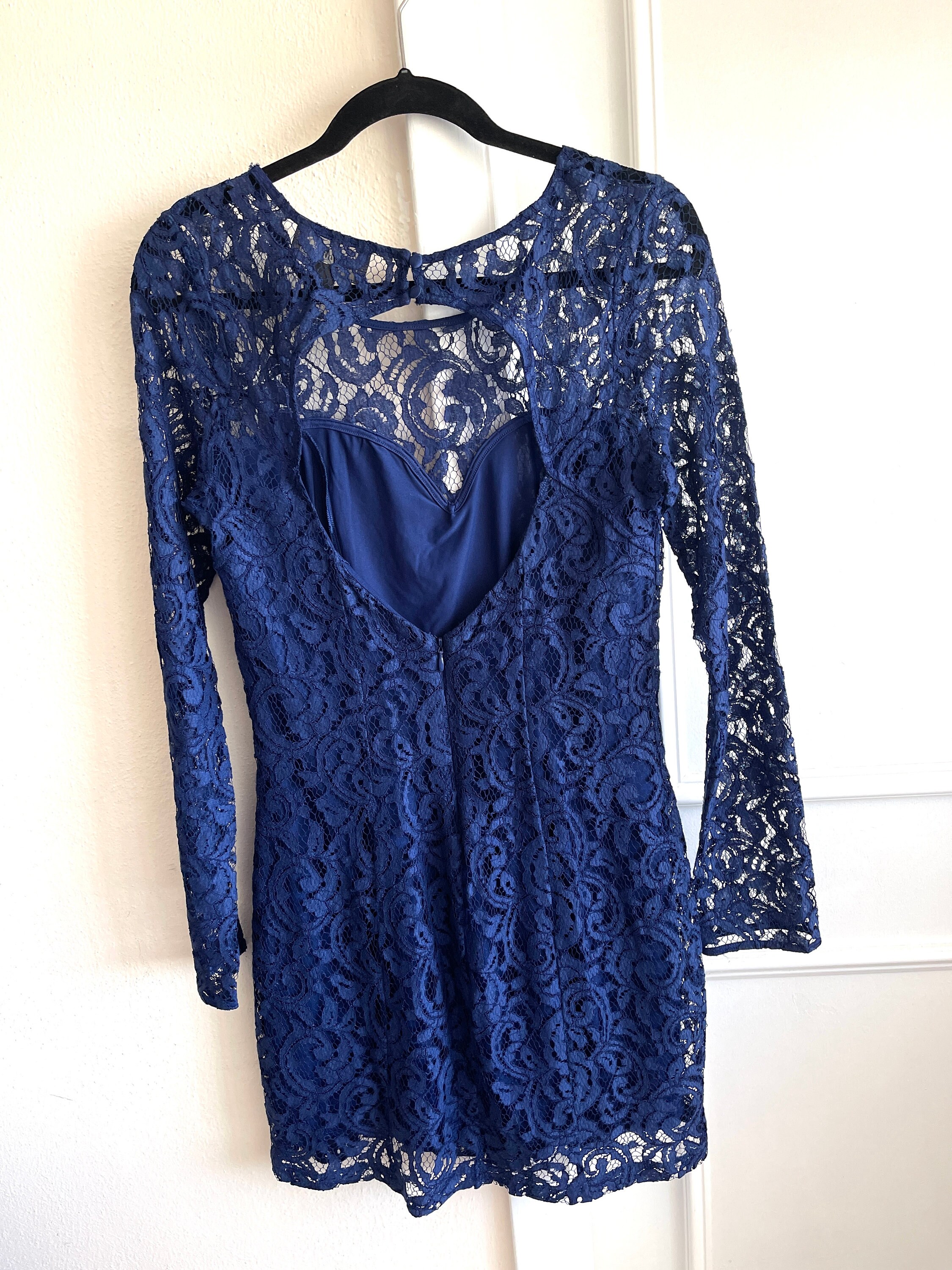 forever 21 blue lace dress Layered Bow Lace Mini Dress CREAM/BLACK / S