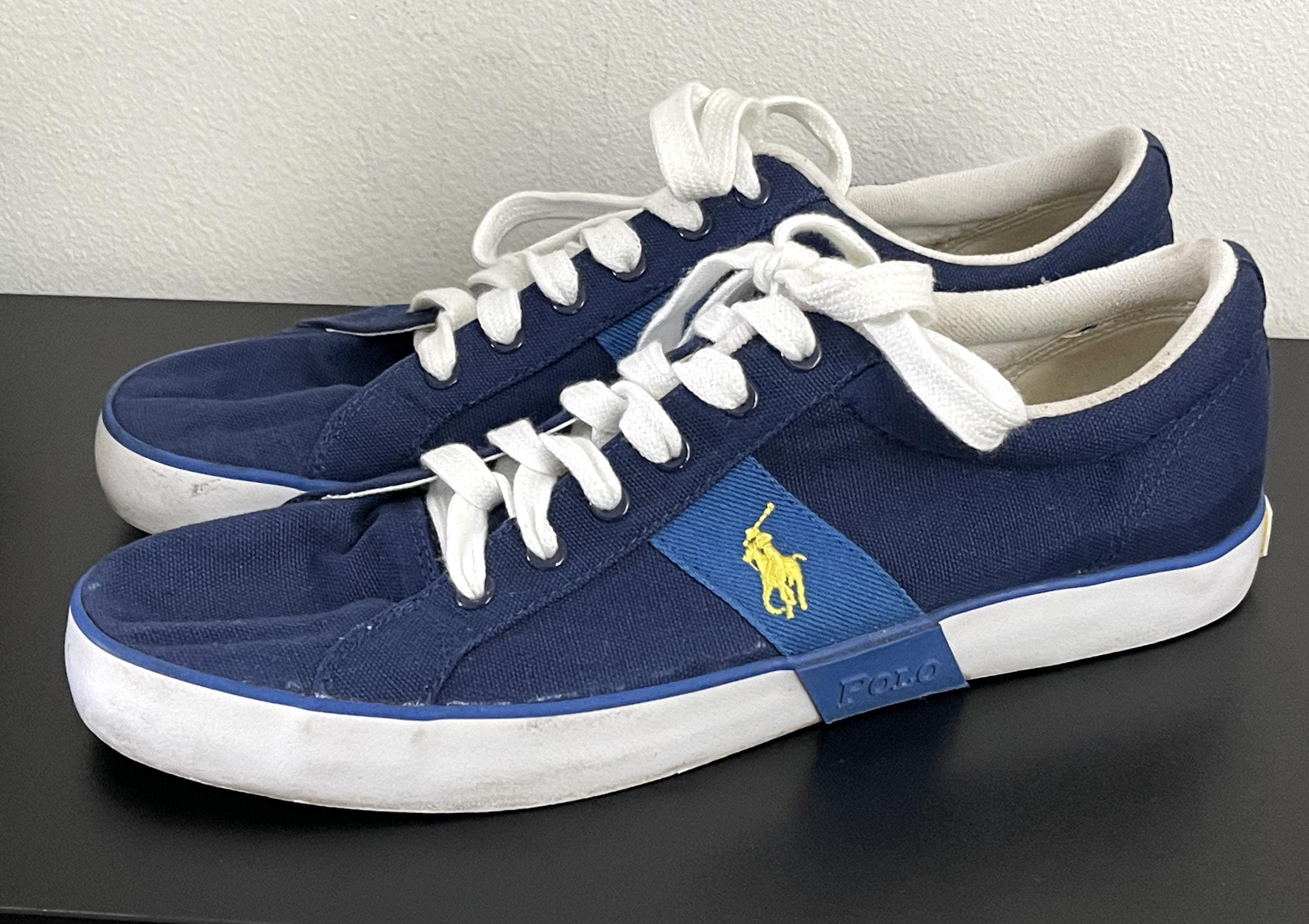 POLO Men's Shoes Polo by Ralph Lauren Blue Canvas Shoes Size
