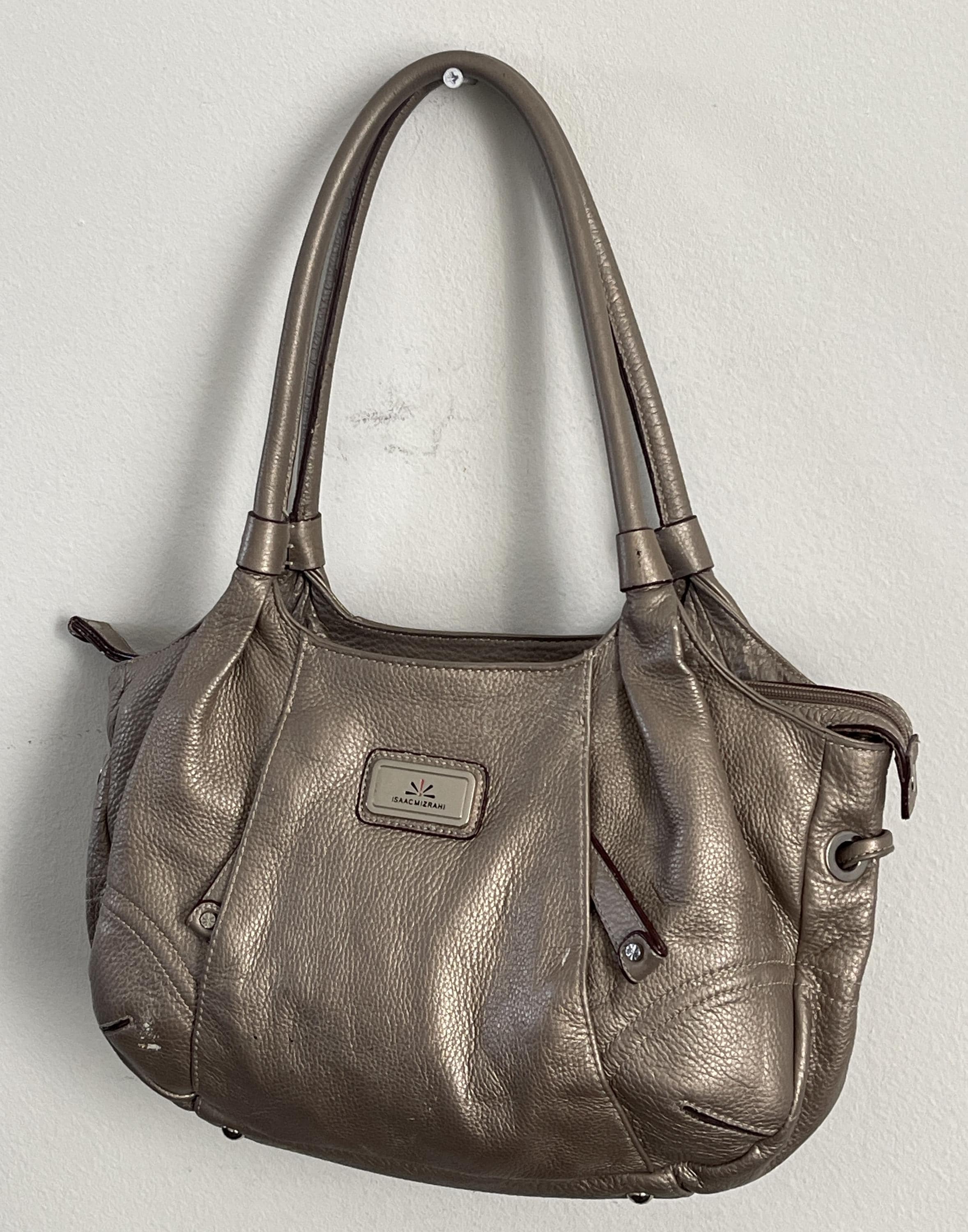 ISAAC MIZRAHI Shoulder Bag Beige Gold Leather Bag - Etsy