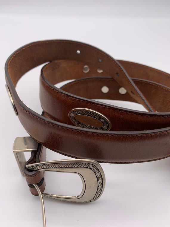 Men's belt Brown genuine leather belt Vintage bel… - image 3