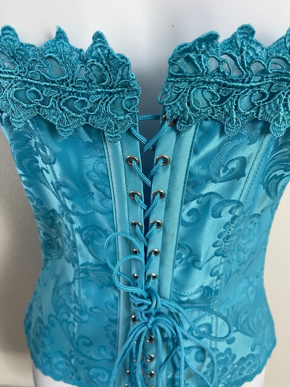 Frederick of Hollywood Women's Corset Blue vintag… - image 9